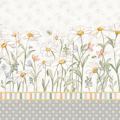 Clothworks Daisy Field - Double Border White (Sold By 1/2 Meter) Clothworks Daisy Field - Double Border White (Sold By 1/2 Meter)