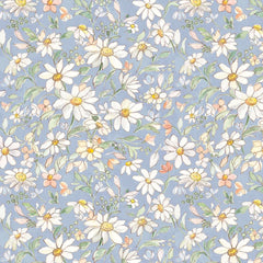 Clothworks Daisy Field - Packed Floral Light Denim (Sold By 1/2 Meter) Clothworks Daisy Field - Packed Floral Light Denim (Sold By 1/2 Meter)