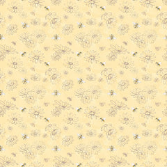 Clothworks Daisy Field - Floral Sketch Light Gold (Sold By 1/2 Meter) Clothworks Daisy Field - Floral Sketch Light Gold (Sold By 1/2 Meter)