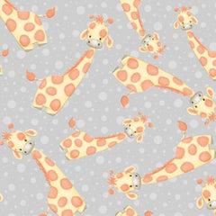 Giraffes on Grey - AE Nathan Flannel (Sold By 1/2 Meter) Giraffes on Grey - AE Nathan Flannel (Sold By 1/2 Meter)