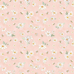 Clothworks Daisy Fields-Daisies & Bees Light Coral (Sold By 1/2 Meter) Clothworks Daisy Fields-Daisies & Bees Light Coral (Sold By 1/2 Meter)