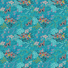 Whimsy - Bloom Teal Yardage (Sold By 1/2 Meter) Whimsy - Bloom Teal Yardage (Sold By 1/2 Meter)