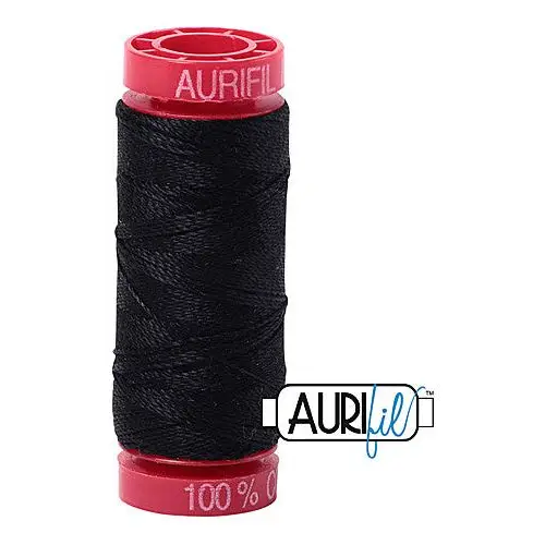 Aurifil Mako 12wt Cotton 50 m 54 yd. spool - 2692 Black Aurifil Mako 12wt Cotton 50 m 54 yd. spool - 2692 Black