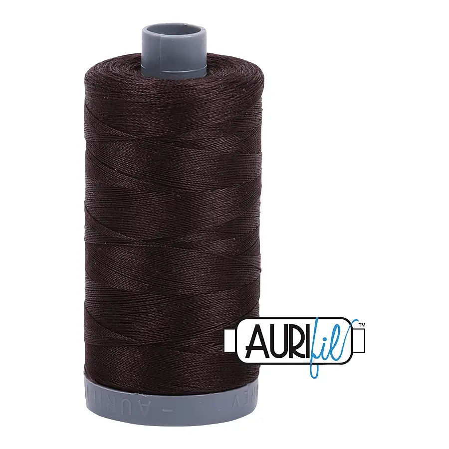 Aurifil Mako 28wt Cotton 750 m 820 yd. spool - 1130 Very Dark Bark Aurifil Mako 28wt Cotton 750 m 820 yd. spool - 1130 Very Dark Bark