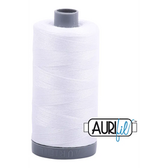 Aurifil Mako 28wt Cotton 750 m 820 yd. spool - 2024 White Aurifil Mako 28wt Cotton 750 m 820 yd. spool - 2024 White