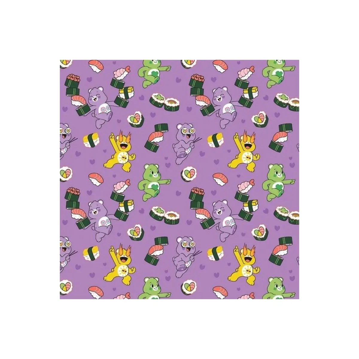 Fabric, Care Bears Light Purple Sushi Frenzy Fabric, Care Bears Light Purple Sushi Frenzy