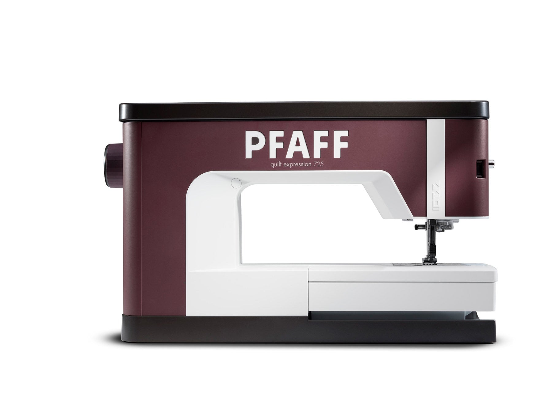 Sewing machine with 'PFAFF' branding on a white background Sewing machine with 'PFAFF' branding on a white background