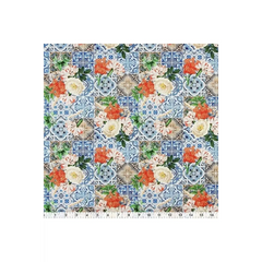 Blue Mosaic Tiles with Flower Bunches Blue Mosaic Tiles with Flower Bunches