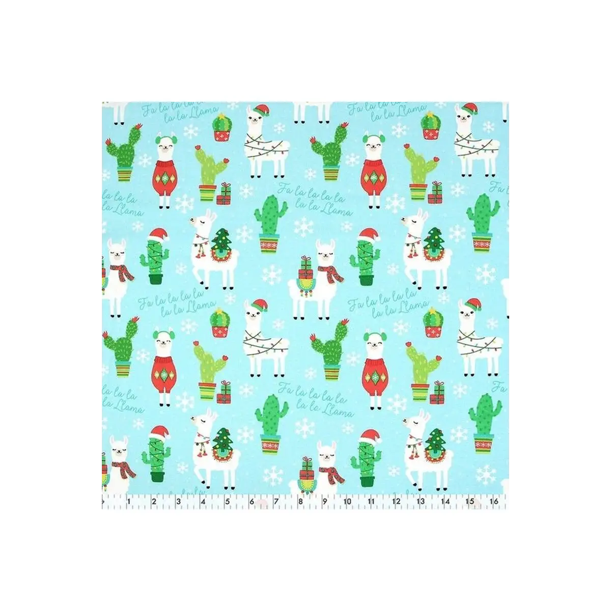 Fabric, "Fa la la" Christmas Llamas, Print Fabric, "Fa la la" Christmas Llamas, Print