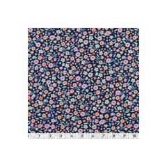 Fabric Creations, Navy Blue with Small Peach and Pink Flowers Fabric Creations, Navy Blue with Small Peach and Pink Flowers