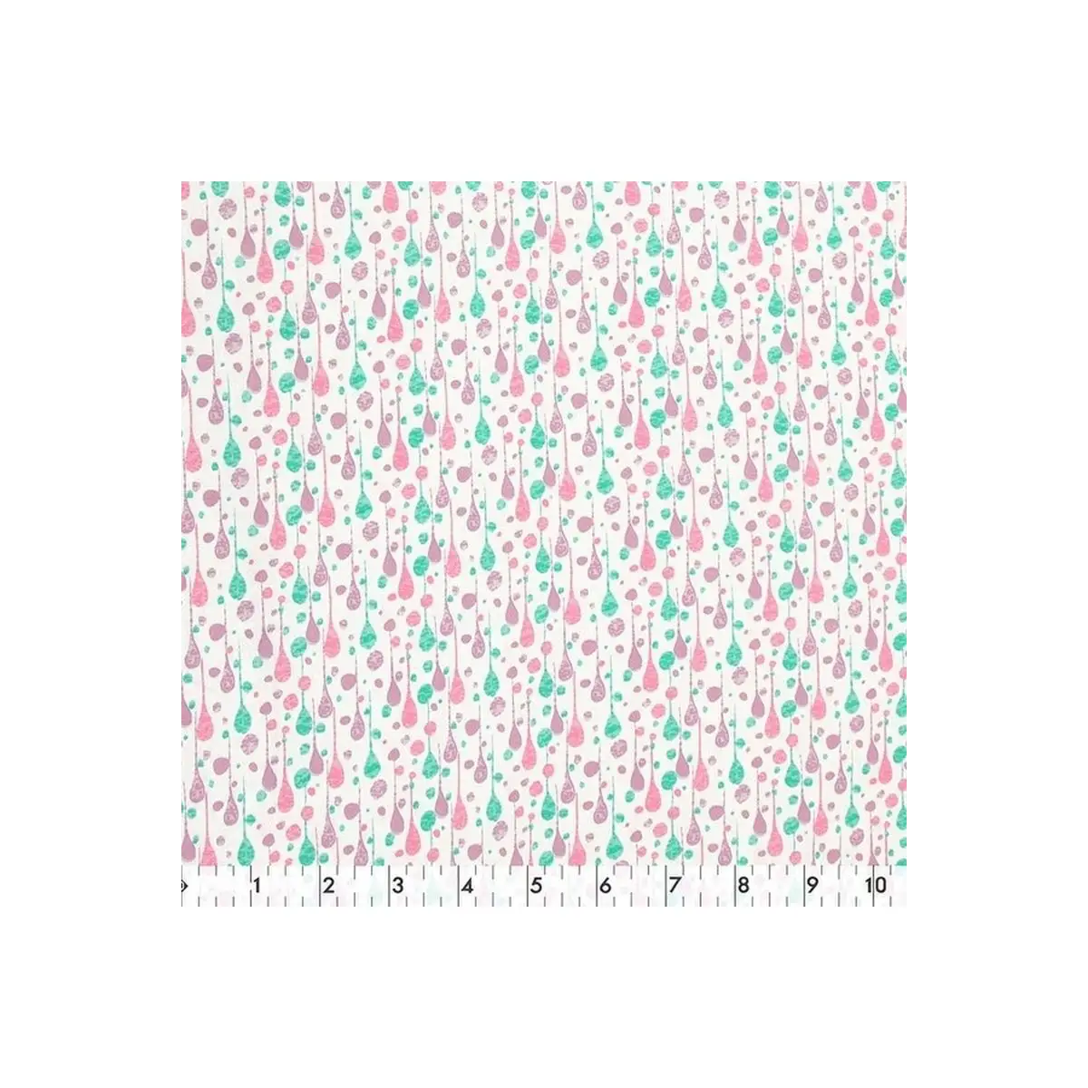 Fabric Creations, White with Pink, Purple and Blue Water Drops Fabric Creations, White with Pink, Purple and Blue Water Drops