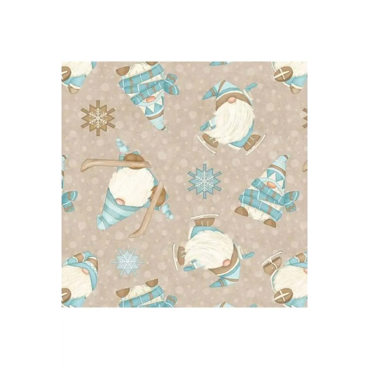 I Love Sn'Gnomies Beige Skiing Gnomes Flannel I Love Sn'Gnomies Beige Skiing Gnomes Flannel