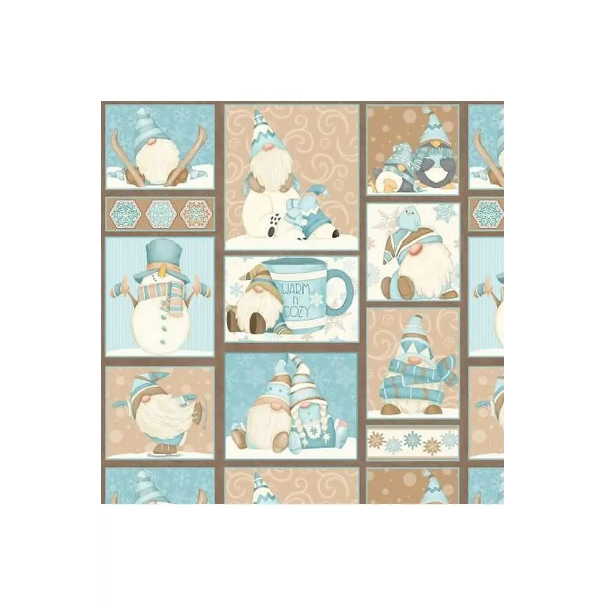 I Love Sn'Gnomies Aqua Gnome Patchwork Flannel I Love Sn'Gnomies Aqua Gnome Patchwork Flannel