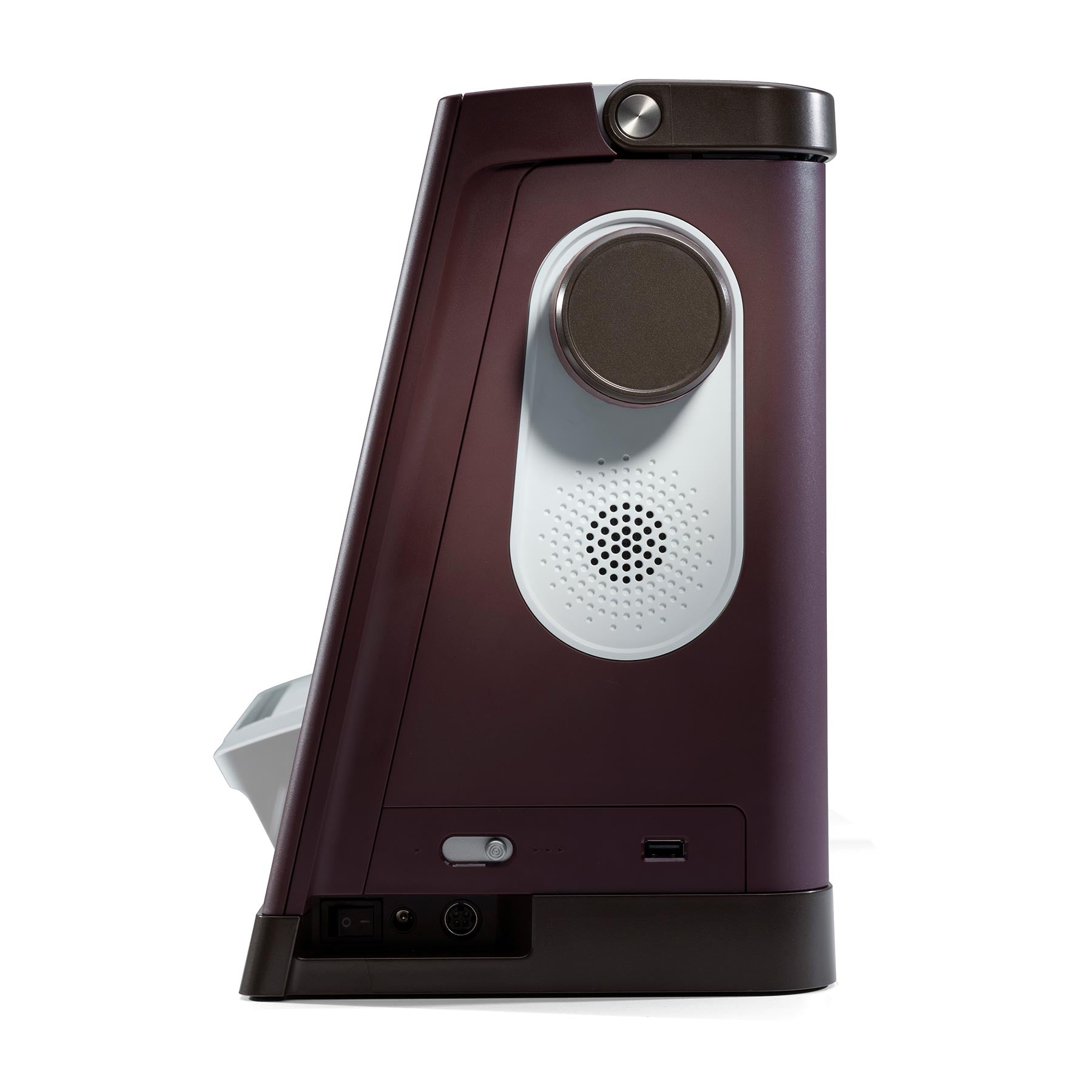 Smart doorbell with a speaker grille on a white background Smart doorbell with a speaker grille on a white background