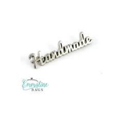 Metal Bag Label "handmade" Script Style Metal Bag Label "handmade" Script Style