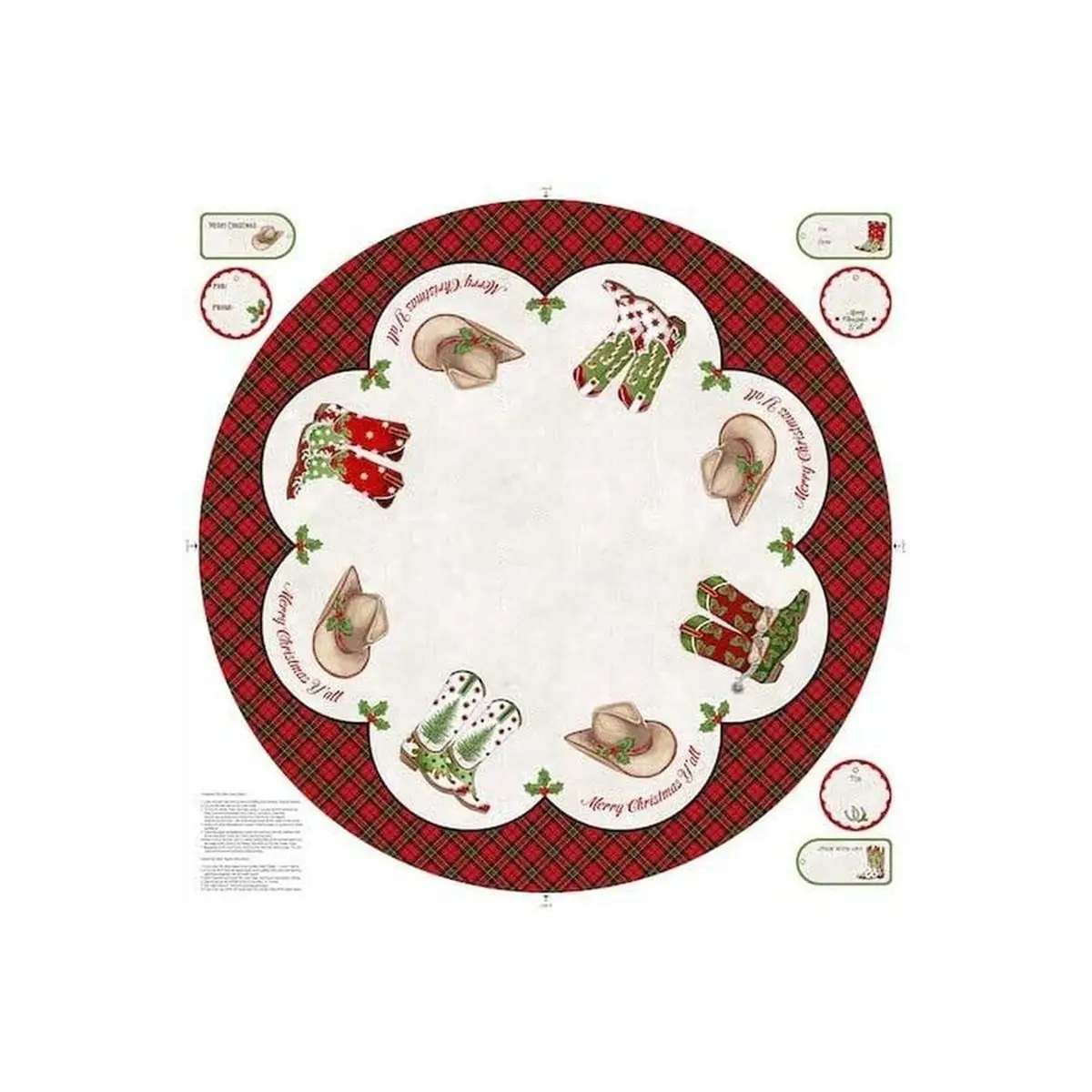 Howdy Christmas Cowboy Christmas Tree Skirt Panel - DP24611-11 Howdy Christmas Cowboy Christmas Tree Skirt Panel - DP24611-11