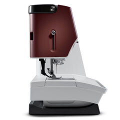 Sewing machine with a brown top and white body on a white background Sewing machine with a brown top and white body on a white background