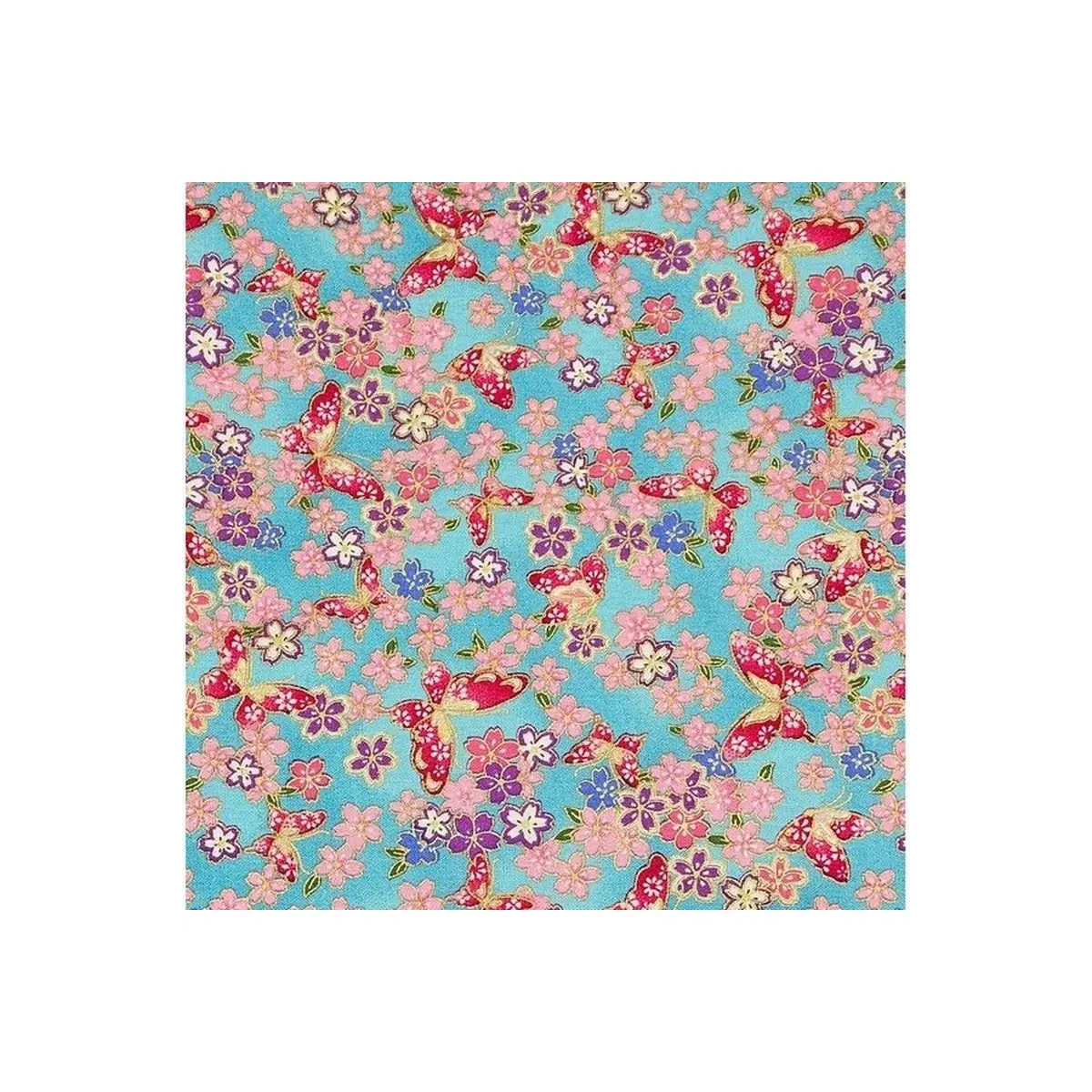 Metallic Cotton Blossoms and Buterflies Blue - 14-3000-0305 Metallic Cotton Blossoms and Buterflies Blue - 14-3000-0305