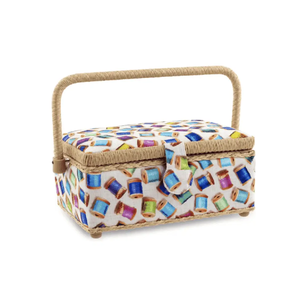 Small "Spools" Sewing Basket 9 1/4" x 6 1/4" x 4 1/2" Small "Spools" Sewing Basket 9 1/4" x 6 1/4" x 4 1/2"