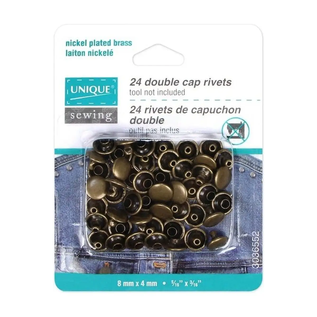 UNIQUE SEWING Double Cap Rivets - 8mm x 4mm 5/16" x 3/16" - 24 pcs UNIQUE SEWING Double Cap Rivets - 8mm x 4mm 5/16" x 3/16" - 24 pcs