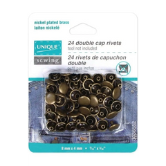 UNIQUE SEWING Double Cap Rivets - 8mm x 4mm 5/16" x 3/16" - 24 pcs UNIQUE SEWING Double Cap Rivets - 8mm x 4mm 5/16" x 3/16" - 24 pcs