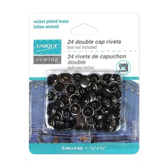 UNIQUE SEWING Double Cap Rivets - 8mm x 4mm 5/16" x 3/16" - 24 pcs UNIQUE SEWING Double Cap Rivets - 8mm x 4mm 5/16" x 3/16" - 24 pcs