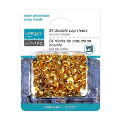 UNIQUE SEWING Double Cap Rivets - 8mm x 4mm 5/16" x 3/16" - 24 pcs UNIQUE SEWING Double Cap Rivets - 8mm x 4mm 5/16" x 3/16" - 24 pcs