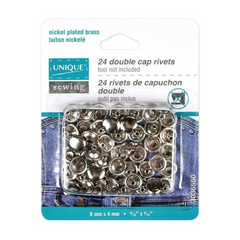 UNIQUE SEWING Double Cap Rivets - 8mm x 4mm 5/16" x 3/16" - 24 pcs UNIQUE SEWING Double Cap Rivets - 8mm x 4mm 5/16" x 3/16" - 24 pcs