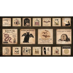 Clothworks Gothic Halloween-Blocks Black (Sold By 1/2 Meter) Clothworks Gothic Halloween-Blocks Black (Sold By 1/2 Meter)