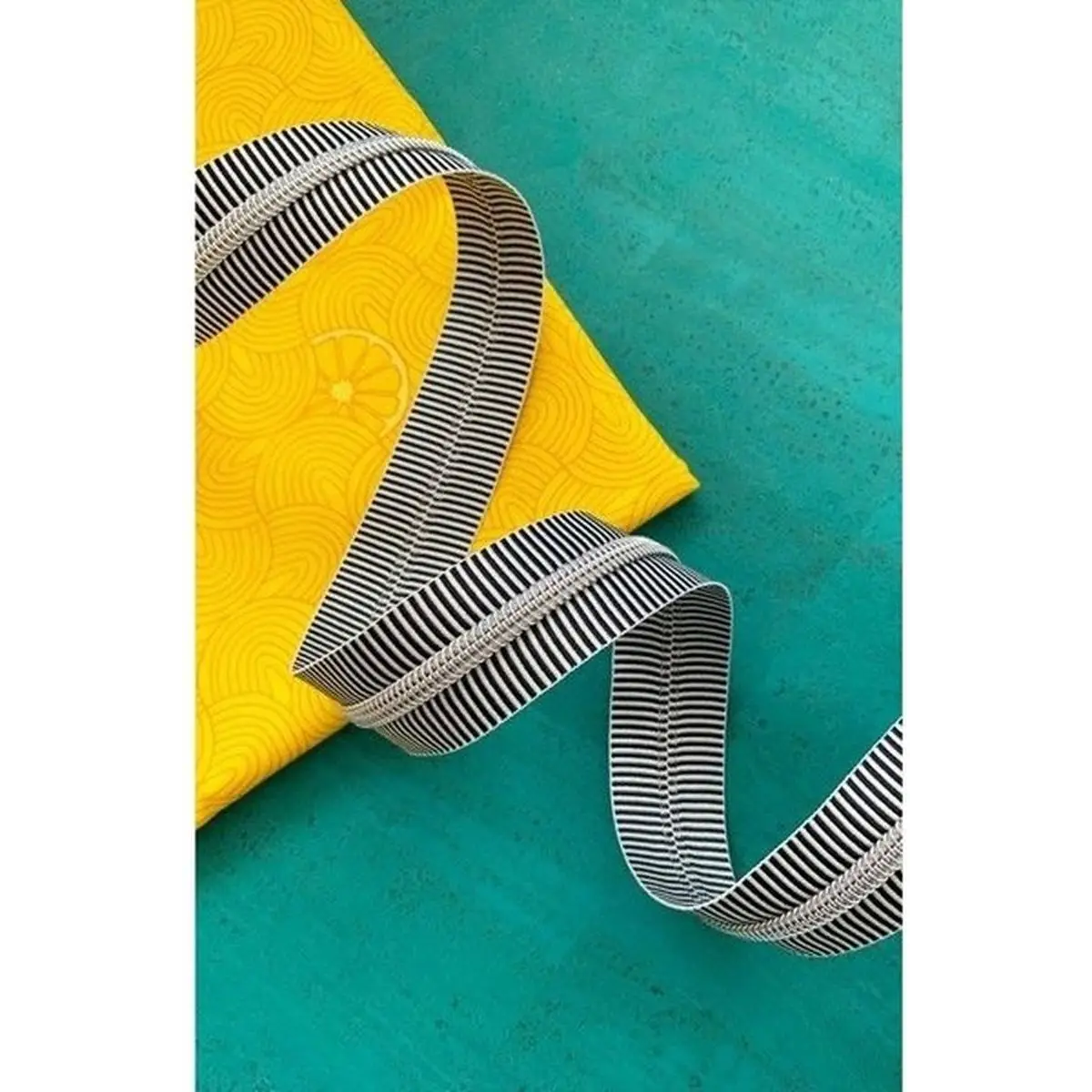 Black Stripe Zipper Tape with Nickel Teeth 3 Yards Black Stripe Zipper Tape with Nickel Teeth 3 Yards