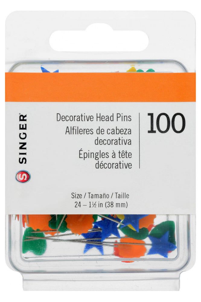 Singer, Decorative Flat Head Pins Size 24 - 1-1/2" 100pk
