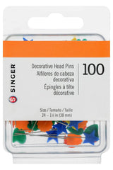 Singer, Decorative Flat Head Pins Size 24 - 1-1/2" 100pk