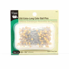 Dritz Extra Long Yellow Color Ball Head Pin Size 28 - 1 3/4in 250ct