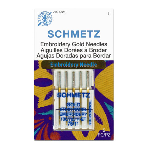 SCHMETZ Gold Titanium Embroidery Needles