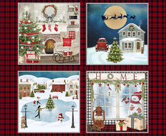 3 Wishes Fabrics, A Christmas To Remember Collection - Village Panel (Sold By 1/2 Meter)