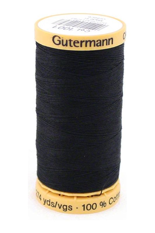 Black, Gutermann, Natural Cotton Thread (273 yards) - All About Sewing 