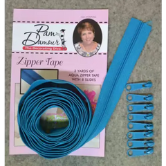 3 Yards of Reversible Coil Zipper Tape with 8 Slides - Aqua - Zippers