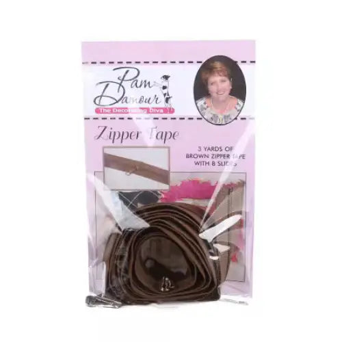 3 Yards of Reversible Coil Zipper Tape with 8 Slides - Brown - Zippers