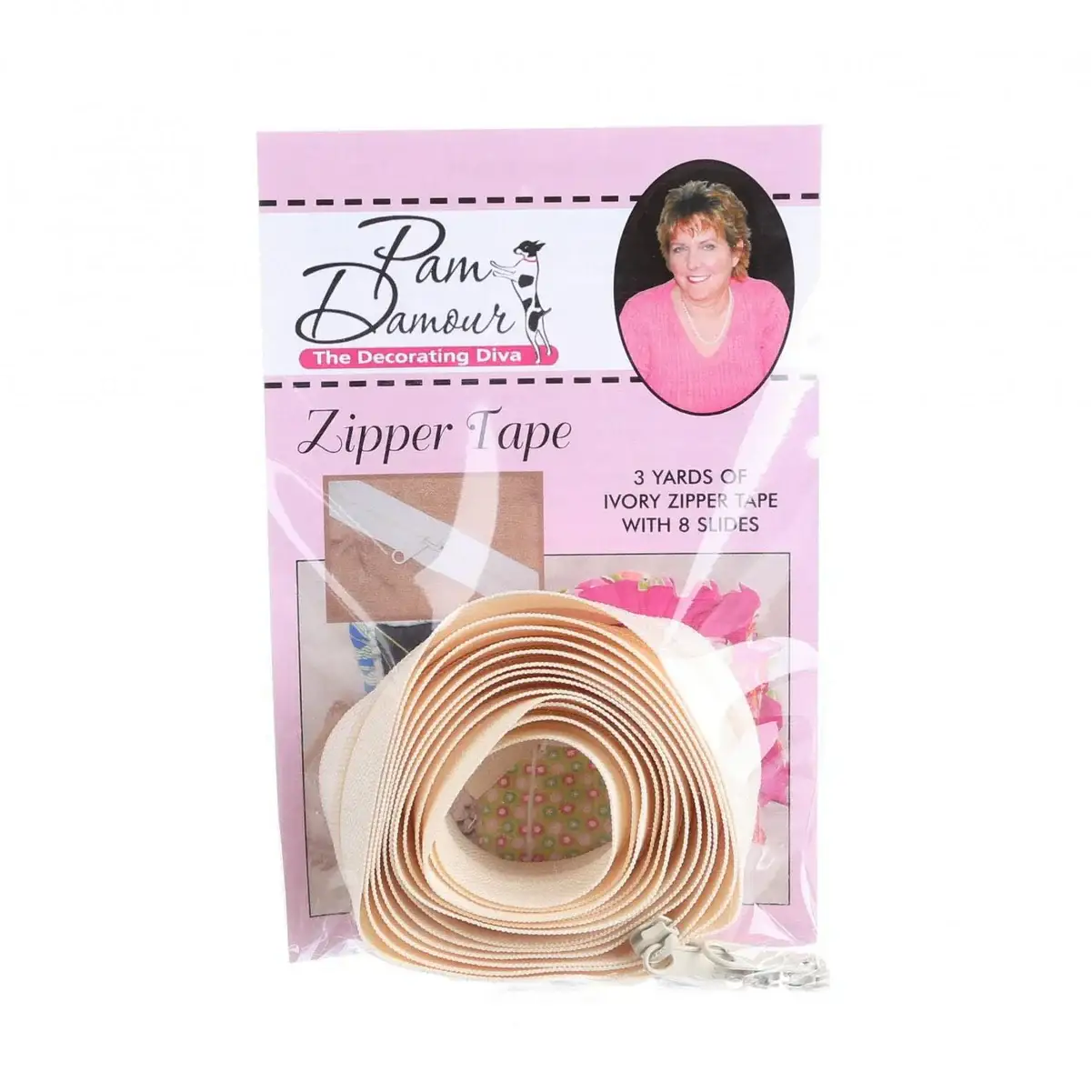 3 Yards of Reversible Coil Zipper Tape with 8 Slides - Ivory - Zippers