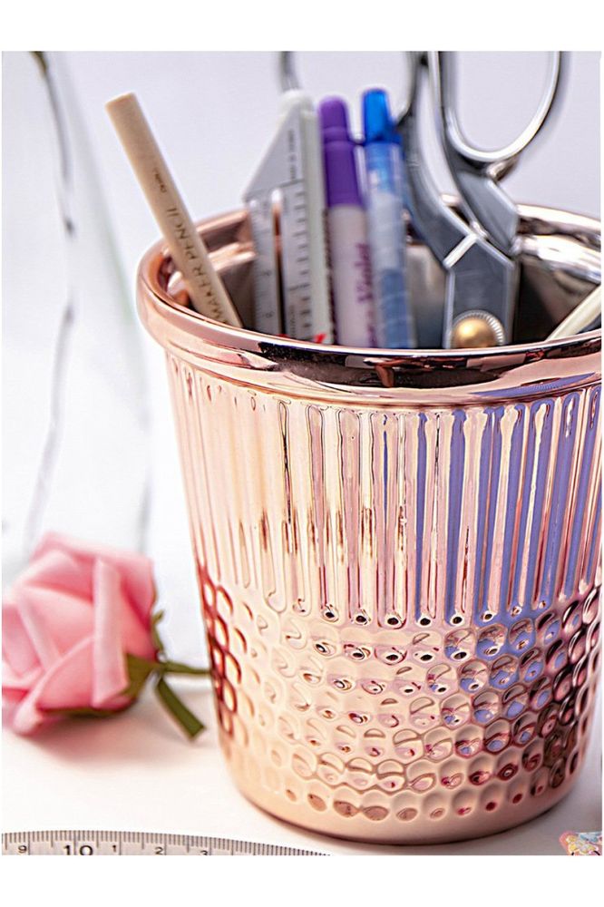 Ceramic Rose Gold Thimble Craft Container