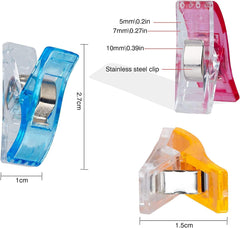 QMay Sewing Clips, 100 Pcs Premium Quilting Clips - Random Color, 27x15x10 mm