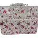 Tutto Large Embroidery Project Bag Rose Gray with Pink Daisies Gray Trim