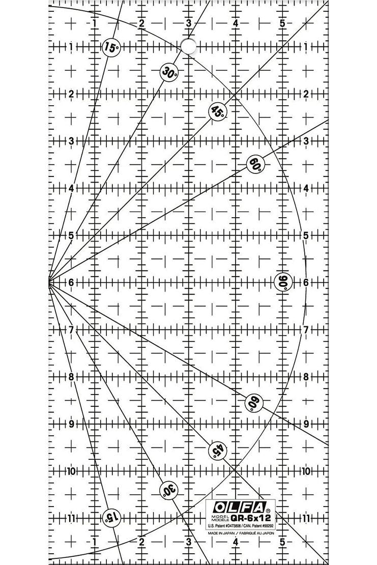 Olfa 1071819 QR-6x12 6-Inch by 12-Inch Frosted Advantage Acrylic Ruler