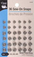Dritz Snap Sew On Nickel Plated Brass Assorted Sets 36pc