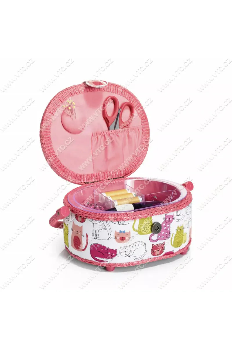 Prym Kitty Pink Cats Sewing Basket