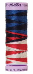 Mettler Silk-Finish 50wt Variegated Cotton Thread 109yd/100M Patriotic