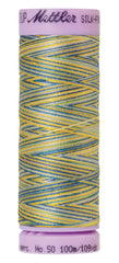 Mettler Silk-Finish 50wt Variegated Cotton Thread 109yd/100M China Blue