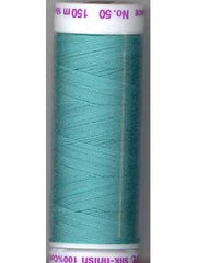 Mettler Silk-finish 50wt Solid Cotton Thread 164yd/150m Blue Curacao