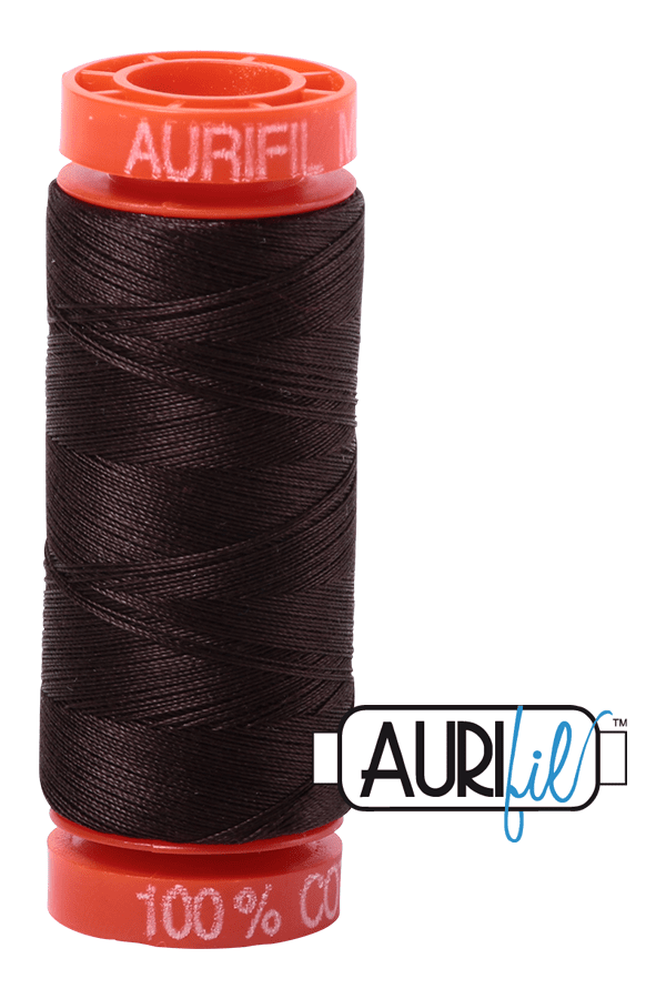 Aurifil Mako 50wt Cotton 200 m 220 yd. spool - 1130 Very Dark Bark