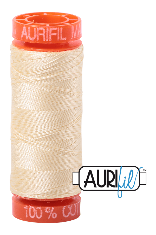Aurifil Mako 50wt Cotton 200 m 220 yd. spool - 2110 Light Lemon